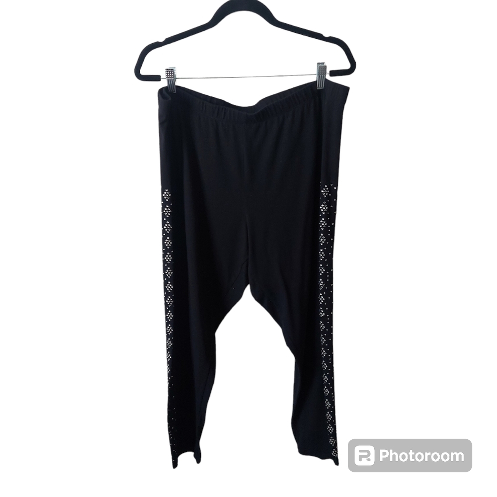 *Simply Emma Black Leggings Diamond Rhinestone Size 3X